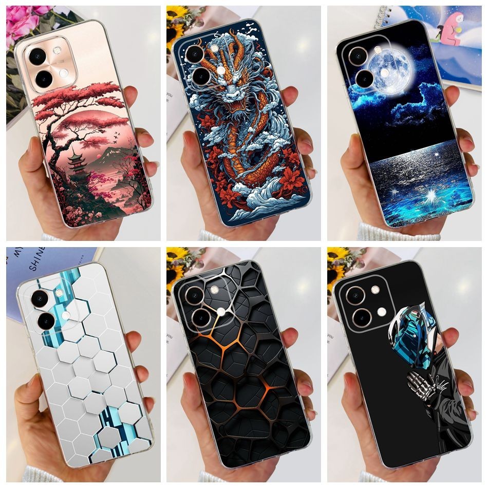 Vivo Y28 4G 2024 แฟชั ่ นรูปแบบกรณี VivoY28 Y 28 4G ซิลิโคนนุ ่ ม TPU เคสโทรศัพท ์