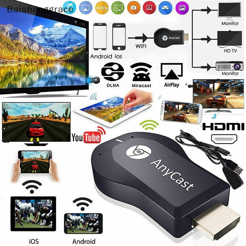 ของแท้ HDTV Anycast M9 plus Anycastปื  hdmi wifi Display HD อุปกรณ์ร่วมหน้าจอไร้สาย ต่อมือถือไปทีวี รองรับ Android