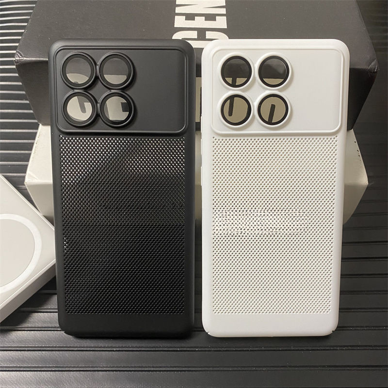 Cooling การกระจายความร้อนเคสโทรศัพท์พร้อมเลนส์แก้วป้องกันสําหรับ Xiaomi Poco F6 Pro 5G ฝาครอบ PC แบบแข็งบางฝาครอบโทรศัพท์ธรรมดา