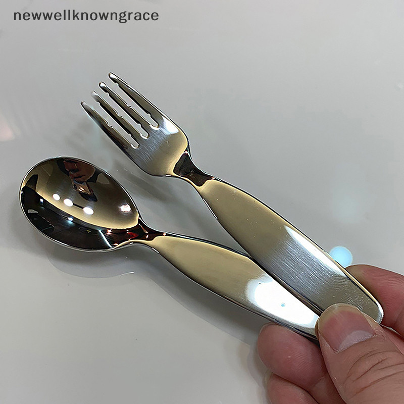 Newwellknowngrace เด็กบนโต๊ะอาหารลึกหนาสแตนเลสเด็กช้อน Eag ช้อนส้อม 304 สแตนเลสส้อมเด็ก TH