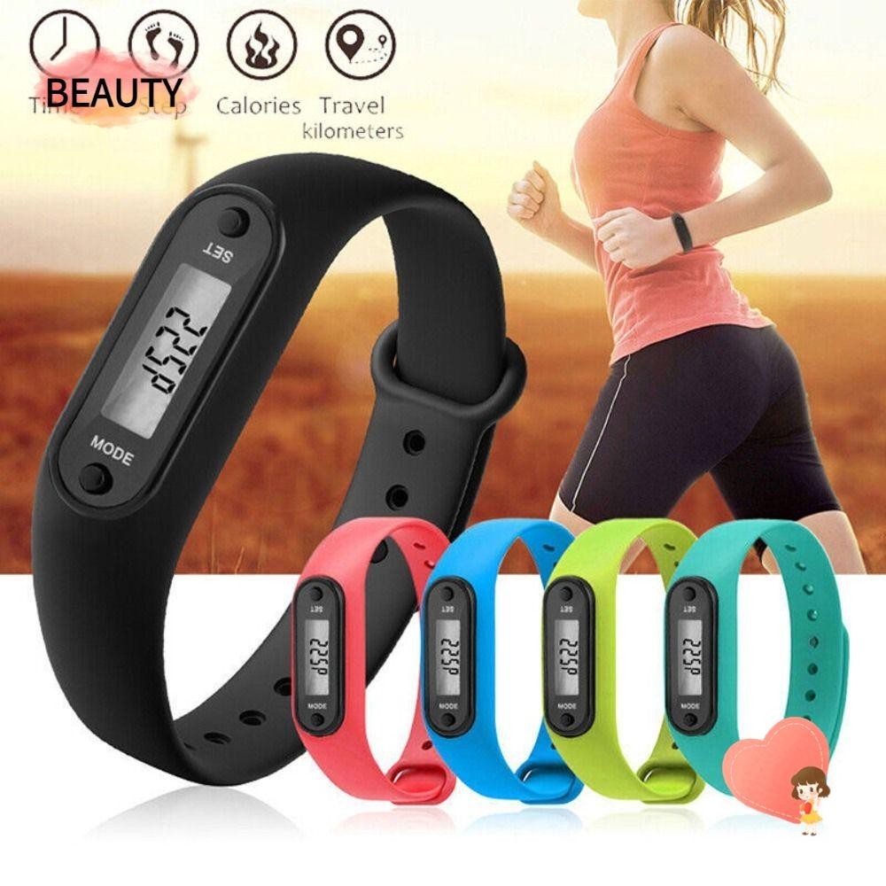 Beauty นาฬิกาข ้ อมือ Pedometer LCD Digital Fitness Tracker กีฬา Step Calorie Counter