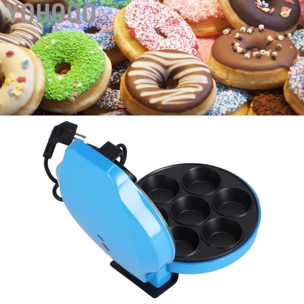 Yohooo มัลติฟังก์ชั่อาหารเช้า Maker 7 หลุม Donut เครื่องความร้อนสองด้านถ้วยเค้ก 1200W EU 220-240V ho