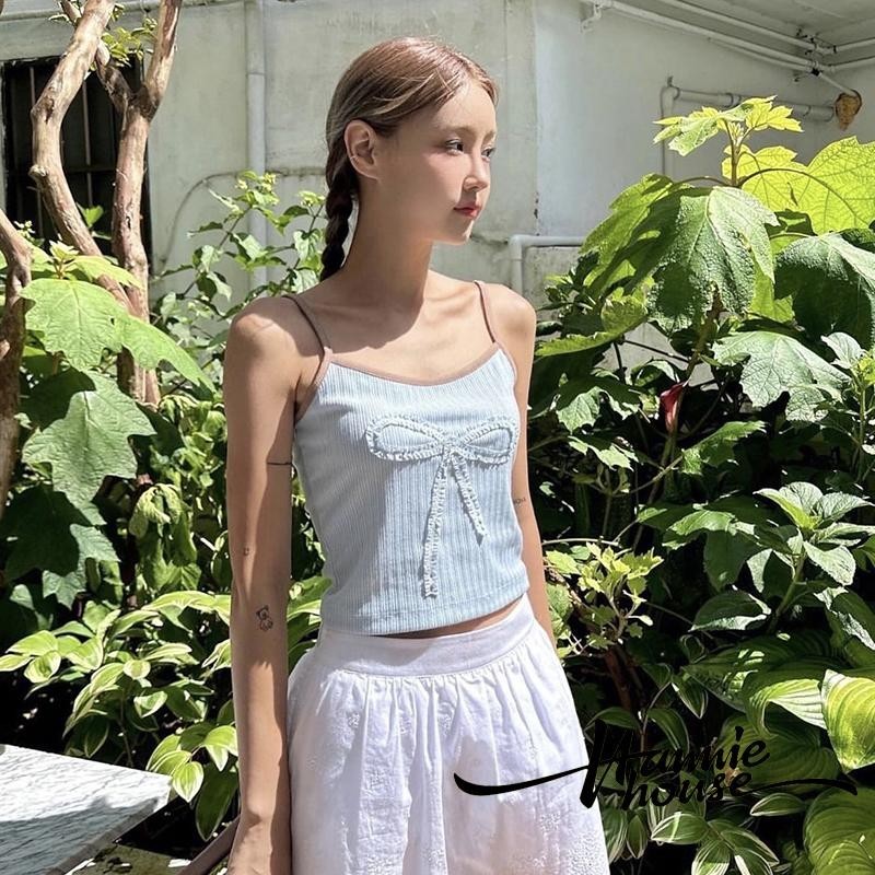 Hanie House- เสื้อชั้นในสตรีถักผูกโบว์ 3D เปลือยหลังสําหรับฤดูร้อนของผู้หญิง
