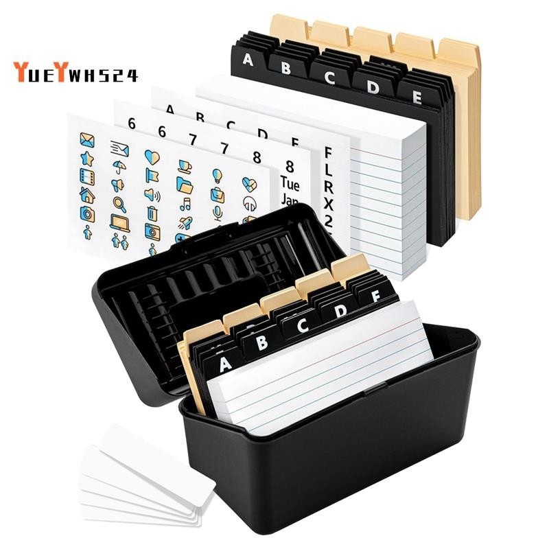 yueywh524ชุดผู้ถือบัตรIndex 3x5 นิ้ว - กล่องสูตรการ์ดดัชนีสําหรับงานหนักพร้อม Dividers Ruled การ์ดและสติ๊กเกอร์ติดตั้งง่าย