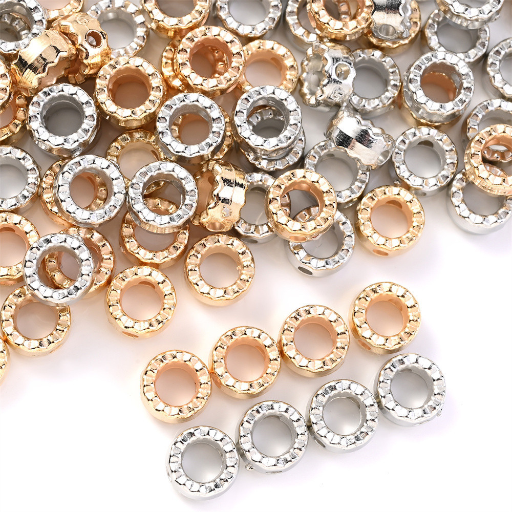 50 ชิ้น 6 มม.สีขาว k Golden สี Two Hole CCB ลูกปัด Spacer Connectors สําหรับเครื่องประดับทํา Diy สร้อยคอสร้อยข้อมือต่างหูอุปกรณ์เสริม