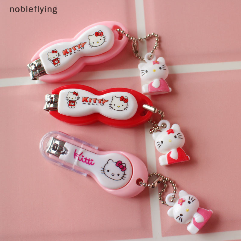 Nf Kawaii Hello Kitty กรรไกรตัดเล็บน่ารักการ์ตูน KT กรรไกรตัดเล็บแมวสําหรับสาวมินิแบบพกพาเล็บ Clipper เล็บเครื่องมือ nobleflying