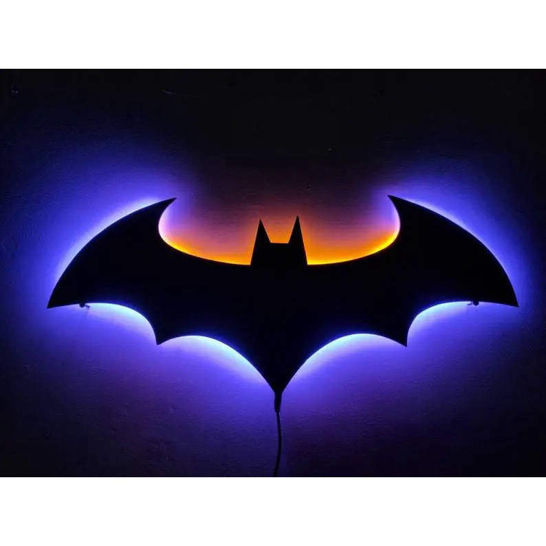 40 ซม.3D Justice League Batman สีสัน Night Light ห้องนั่งเล่นห้องนอนเด็ก Plug-In รีโมทคอนโทรล LED Wall Light