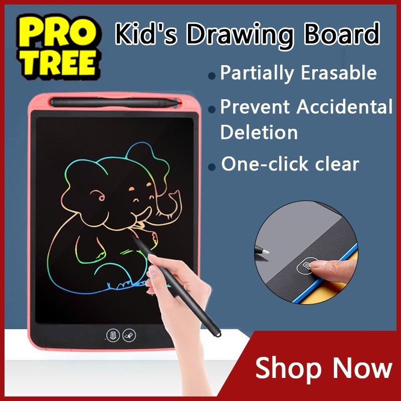 [หน้าจอสีสันสดใส] Protree 8.5/12 นิ้วกระดานวาดภาพอิเล็กทรอนิกส์สําหรับเด็กหน้าจอ LCD แท็บเล็ตการเขียนดิจิตอล