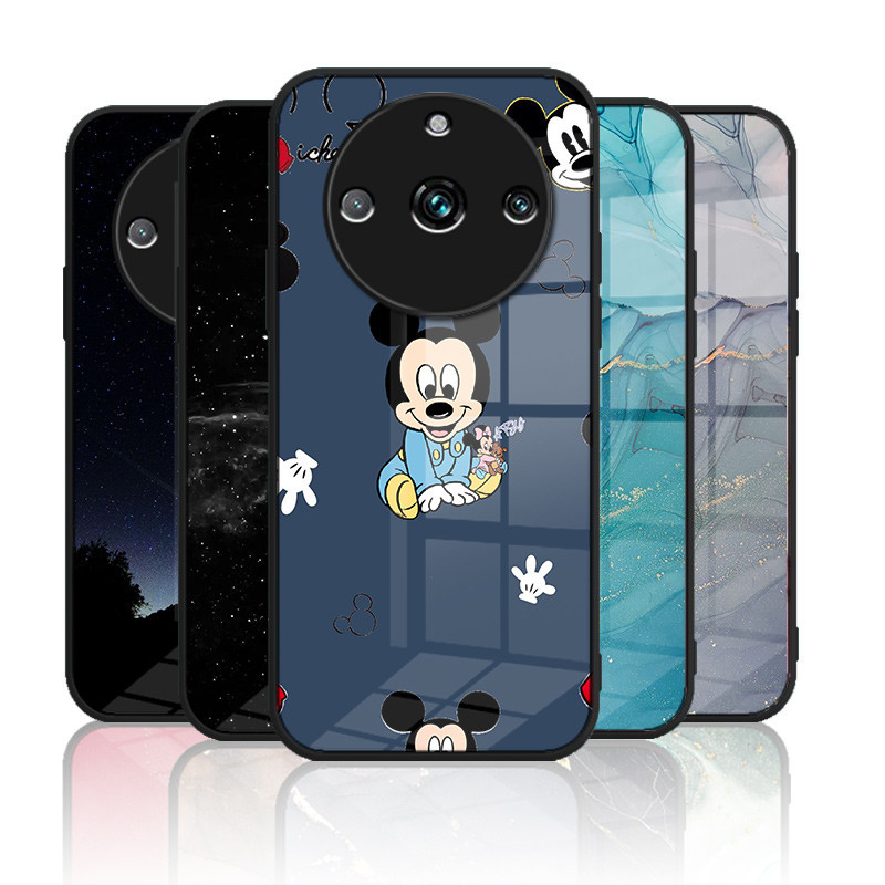 เคสกระจก OPPO realme 11 pro 5g / realme 11 pro plus 5g เคสกระจกนิรภัยฝาหลังแบบแข็งขอบซิลิคอนอ่อน