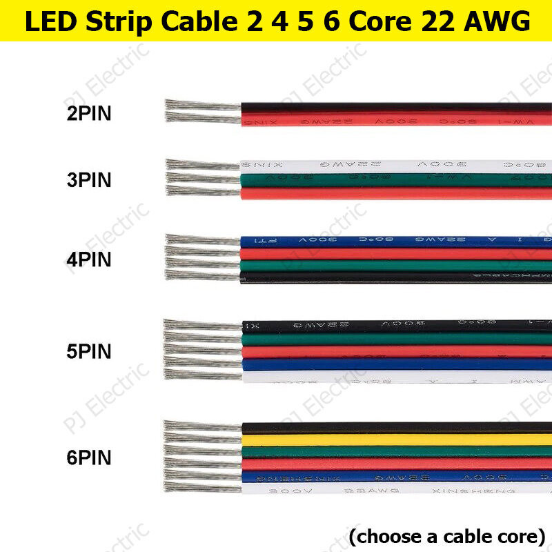 สายแอลอีดี RGB RGBW สายแพร 3 4 5 6 พิน(เลือกพิน) ขนาด 22 AWG ความยาว 1 เมตร เหมาะงานกับต่อ LED หรือต่อกับอุปกรณ์ไฟฟ้า