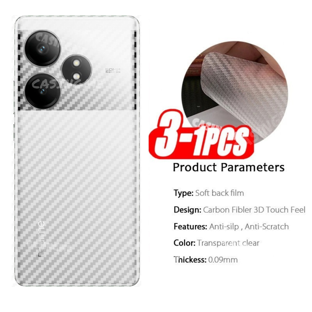 Realme GT6 2024 6T 3D กลับคาร์บอนไฟเบอร์โทรศัพท์หน้าจอฟิล์มด้านหลังสําหรับ Realme GT Neo 6 6GT GT6 RealmeGT6 โปร่งแสง Anti-Scratch สติกเกอร์ป้องกันคาร์บอนไฟเบอร์ป้องกันหน้าจอฟิล์ม