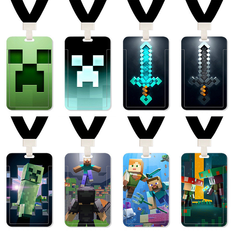 ขายร้อนminecraft Creeper Badgeนักเรียนป้องกันกรณีการ์ดHalterเชือกทํางานผู้ถือบัตรแฟชั่น