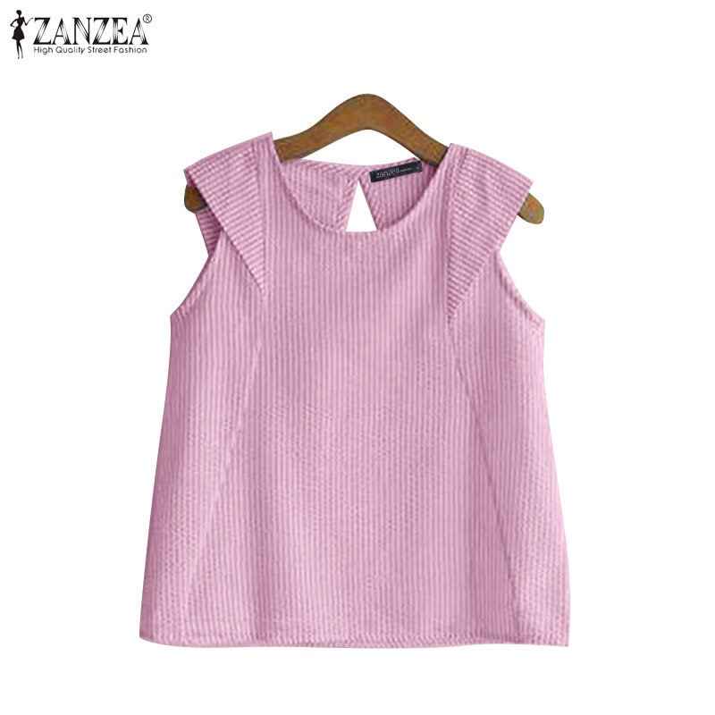 Zanzea เสื้อกล้ามแขนกุดลายลําลองสไตล์เกาหลีสําหรับผู้หญิง