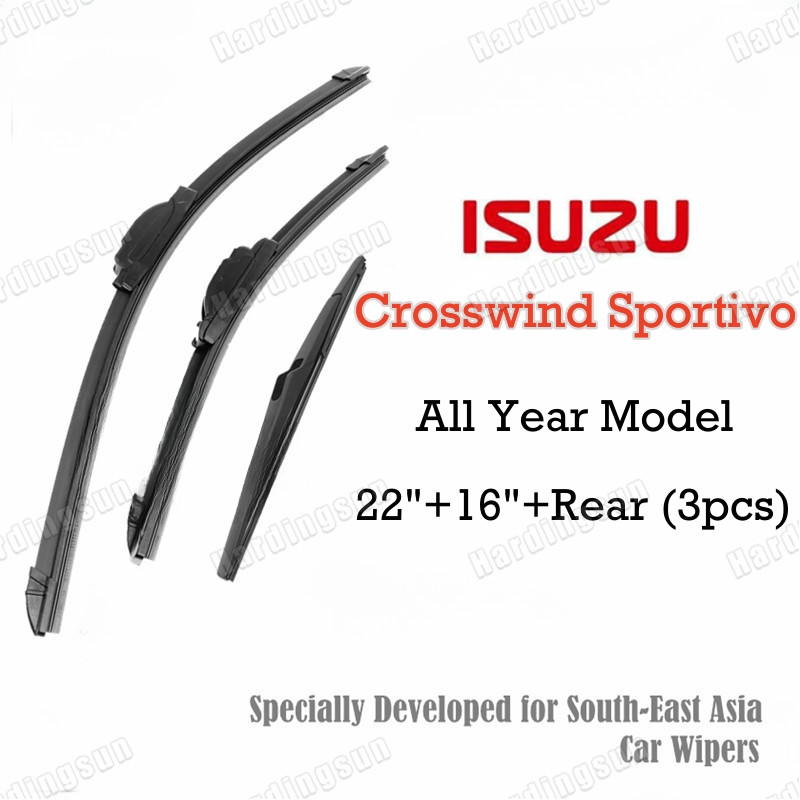 (ด้านหน้า+ด้านหลัง 3 ชิ้น) ชุดใบปัดน้ําฝน ISUZU Crosswind Sportivo สําหรับทุกรุ่น CW SUV XUV Car Win