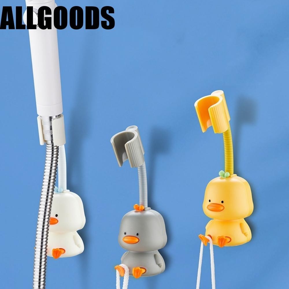 Allgoods ที่แขวนหัวฉีดฝักบัว, ชั้นวางหัวฝักบัวแบบไม่ต้องเจาะรูปเป็ด, ใช้งานง่ายด้วยกาวกลับเหนียวที่วางหัวฝักบัวแบบปรับได้ห้องน้ํา