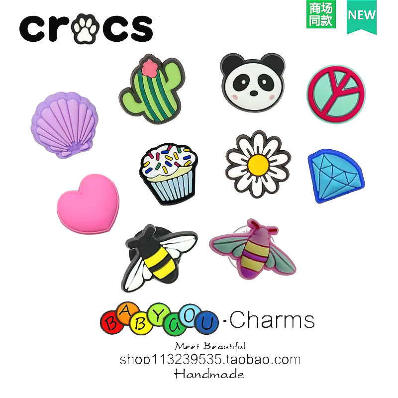 Crocs Jibbitz Charms เหมาะสําหรับ Crocs Jibbitz รองเท้าหัวเข็มขัดผู้หญิงรูรองเท้าหัวเข็มขัดดอกไม้น่ารัก Bee