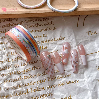 Renbg 5 ม้วนเล็บ Striping เทป Checkered เส้น 3d เล็บเครื่องมือสี Rolls Decals DIY เล็บเคล็ดลับสติกเกอร์ตกแต่ง TH