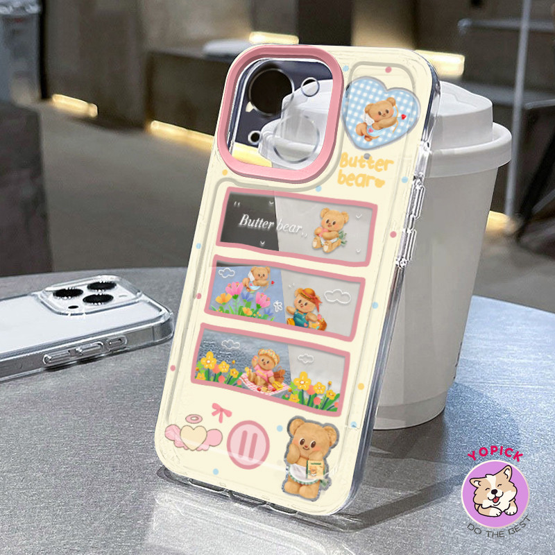 หมีสีเหลืองเคสโทรศัพท์สําหรับiphone 16 15 14 13 12Pro Max 11 XR XS Max 7 8 Plus SE2020 การ์ตูนฝาครอบโทรศัพท์สําหรับiPhone 16Pro 16Plusนุ่มTA