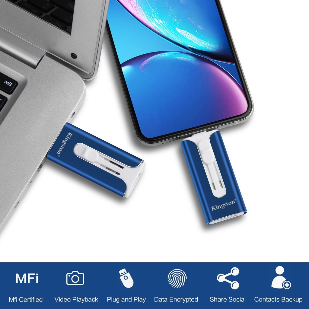 3 in 1 Kingston 1TB OTG แฟลชไดรฟ์โลหะกันน้ําความเร็วสูงสําหรับแล็ปท็อป iPhone