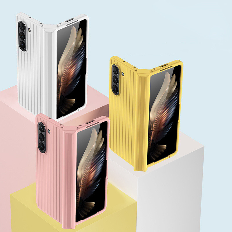 สําหรับ Samsung Galaxy Z Fold 3, Z Fold 4, Z Fold 5, Z Fold 6, เคสโทรศัพท์แบบพับได้ลายกระเป๋าเดินทางขายดีพร้อมฝาครอบป้องกัน PC คุณภาพสูง
