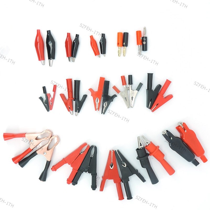 5a 10A 50A จระเข้จระเข้คลิปฉนวนจับแบตเตอรี่รถยนต์ Test Clamp สายตะกั่ว Probe ซ็อกเก็ต 4 มม.ปลั๊กกล้วยไฟฟ้า Clamps @ F3TH