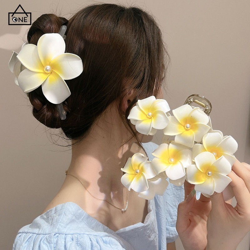 COD❤️กิ๊บติดผมลายดอกไม้ลีลาวดีมุกสไตล์วันหยุดคลิปฉลามแฟชั่นหวานหางม้าเครื่องประดับผมสำหรับผู้หญิง-a.one