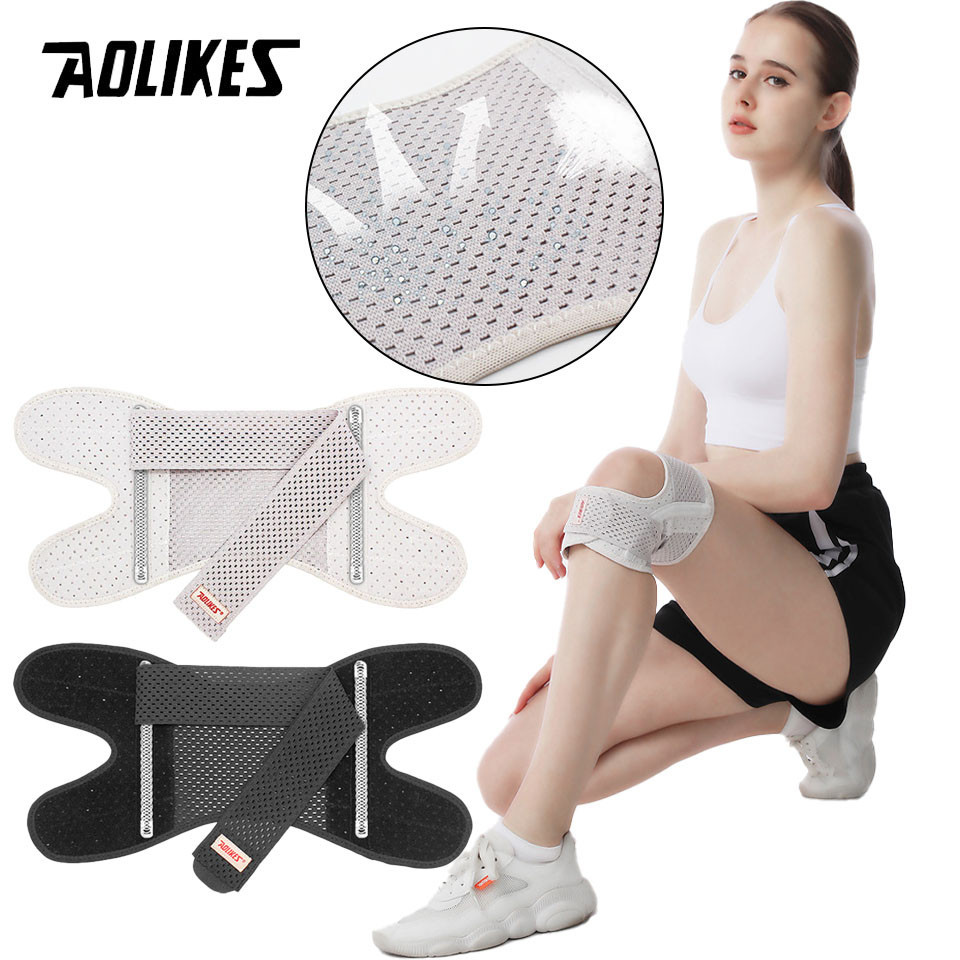 AOLIKES เหมือนกัน 1ชิ้นปรับระบายอากาศกีฬาความดันสนับสนุนเข่ารั้ง