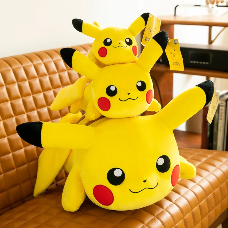 Original ขนาดใหญ่ Pikachu ตุ๊กตาของเล่น Pikachu Plushie โยนหมอนของขวัญวันเกิดสําหรับเด็กเด็ก Pokemon ของเล่นตุ๊กตา