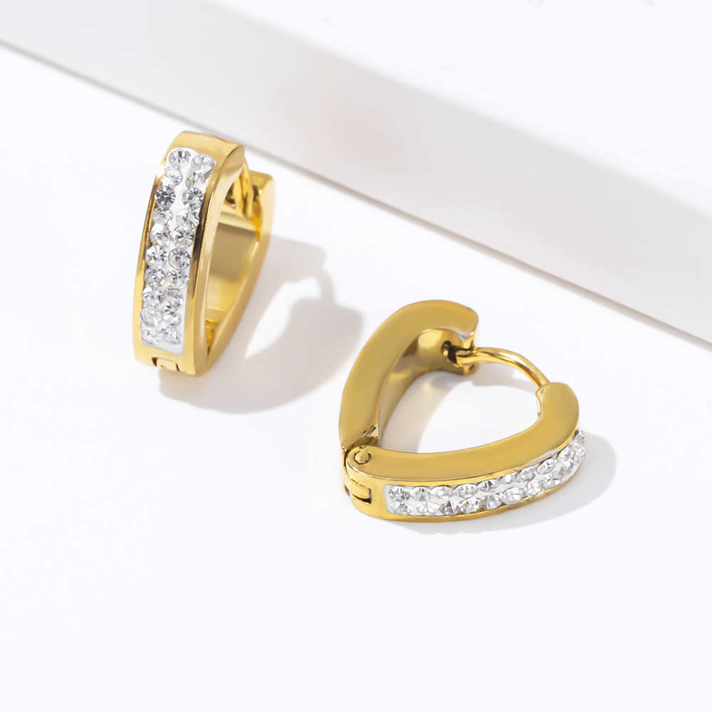 สแตนเลส /ไทเทเนียมเหล็ก 18K Gold แฟชั่นหัวใจน่ารัก Hoop ต่างหูสําหรับผู้หญิงผู้ชายคริสตัลเจาะ Hypoallergenic แฟชั่นเครื่องประดับ