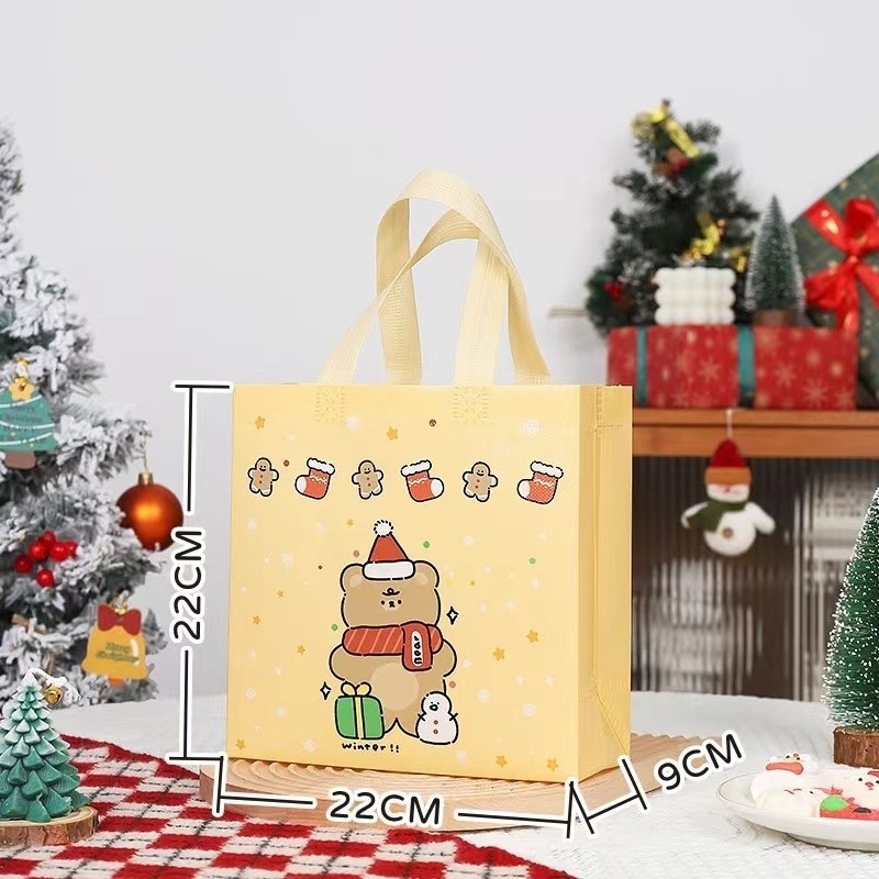 ใหม่ที่สวยงามถุงของขวัญถุงผ้ารูปแบบคริสต์มาสถุงเก็บของขวัญถุงเก็บอเนกประสงค์พับบรรยากาศ BS18