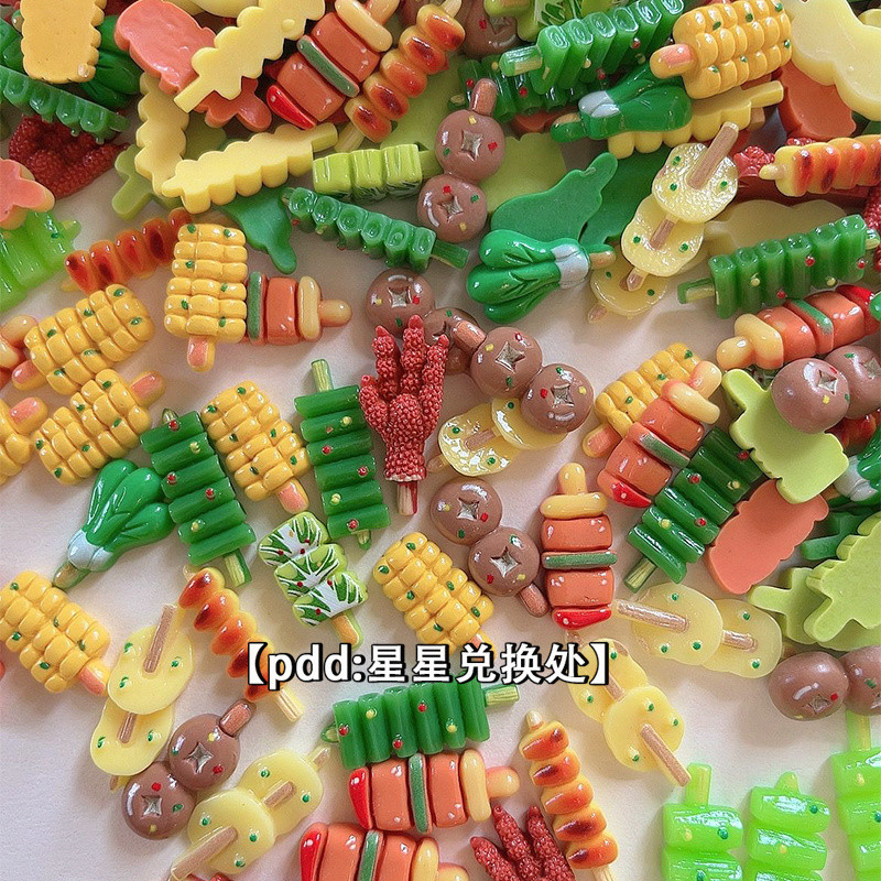 100 ชิ้นในสต็อก เข็มกลัดหม้อไฟเผ็ด รูปเรซินสมจริง อุปกรณ์งานฝีมือ DIY กาวครีม คลิปผมติดตู้เย็น อุปกรณ์ตกแต่ง DIY ทำมือ