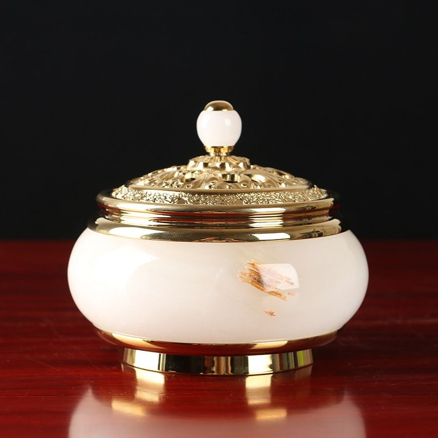 🍀Qingyun White Jade Incense Burner Buddhist Hall Worship Pure Copper