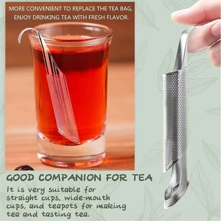 ที่กรองชาสแตนเลสรูปท่อ Tea Infuser พร้อมตะขอ สำหรับชาใบหลวม กาแฟ และแก้วชา