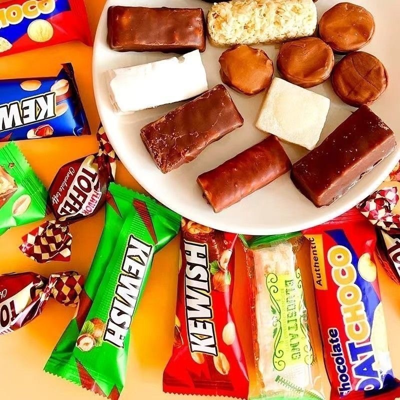 ใหม่ ขนมช็อคโกเเลตรัสเซีย ขนมตุ๊บตั๊บ ท็อฟฟี่สอดไส้คาราเมล 1 ถุง 500กรัม ประมาณ40-45 ชิ้น คละ อร่อย เคี้ยวเพลิน - รูปที่ 2