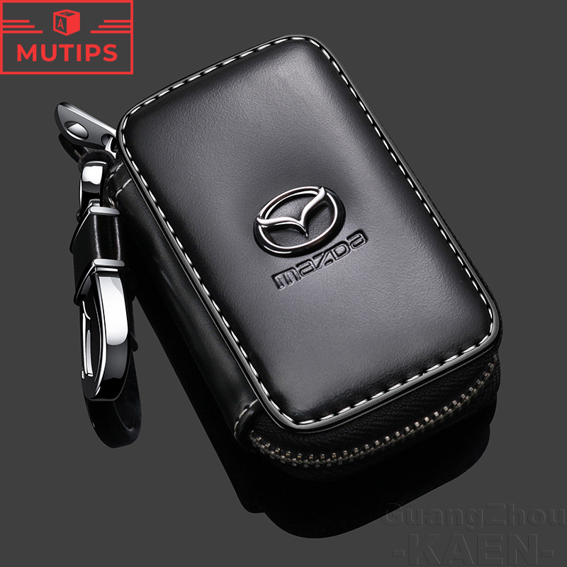 Mazda กระเป๋าใส่กุญแจโลโก้รถ เครื่องหนัง กระเป๋าเก็บกุญแจรถยนต์ กระเป๋าซิป เคสกุญแจรถยนต์ 2 3 CX5 CX30 CX8 CX3 Mazda2 6 5 CX9 BT50