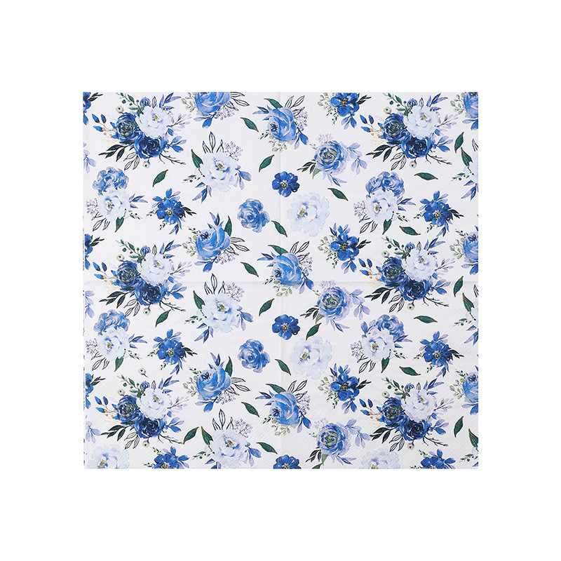 20 ชิ้น/เซ็ต Blue Rose ดอกไม้ผีเสื้อ Decoupage กระดาษผ้าเช็ดปากดอกไม้ Serviette กระดาษเนื้อเยื่อ