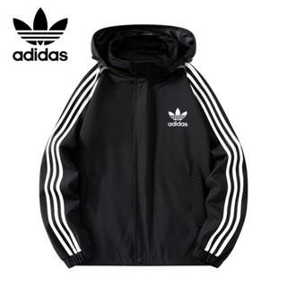 เสื้อกันลมมีฮู้ด2026 แบบยูนิเซ็กซ์ - 3 เส้น กันน้ำลมแรง สำหร…