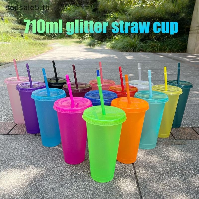 [HMar] ถ้วยฟางเครื่องดื่มฟางแก้วพร้อมฝาปิดแก้วน้ําพลาสติก Matte Coffe ขวดถ้วยอาหารเกรด PP พลาสติกพร้อมฟาง {th}