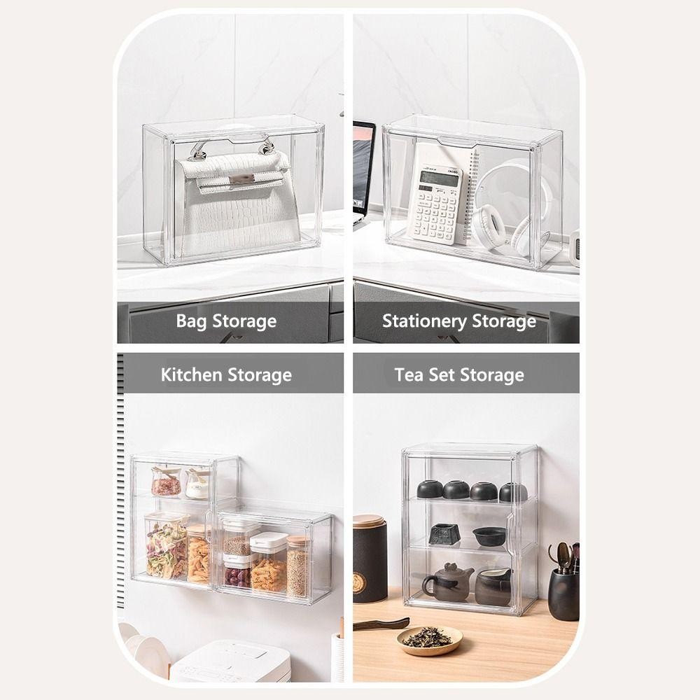 HOLIZZY ตู้โชว์โปร่งใส, กล่องเก็บเครื่องสําอางความจุขนาดใหญ่โปร่งใส, Simple Multi-Functional Acrylic Desktop Organizer Home - รูปที่ 5