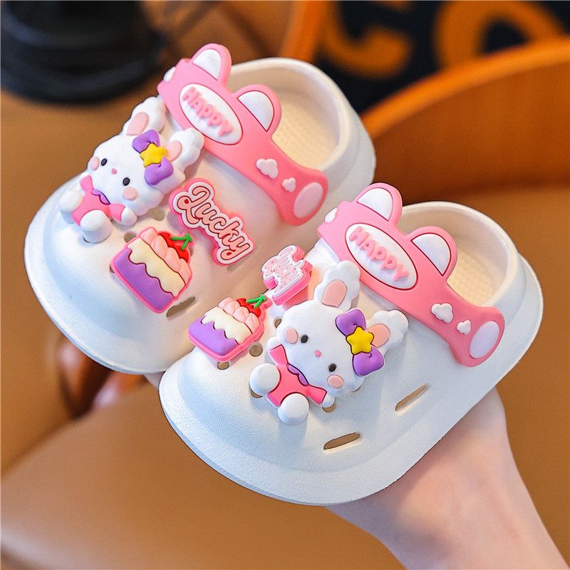 เด็กเด็กรองเท้าหลุมฤดูร้อนกลางเด็กเล็กเด็กทารก อีวา ในร่มเด็ก อ่อนนุ่ม เพียงผู้เดียว กันลื่นสาวการ์ตูน เป่าโถว รองเท้าแตะ