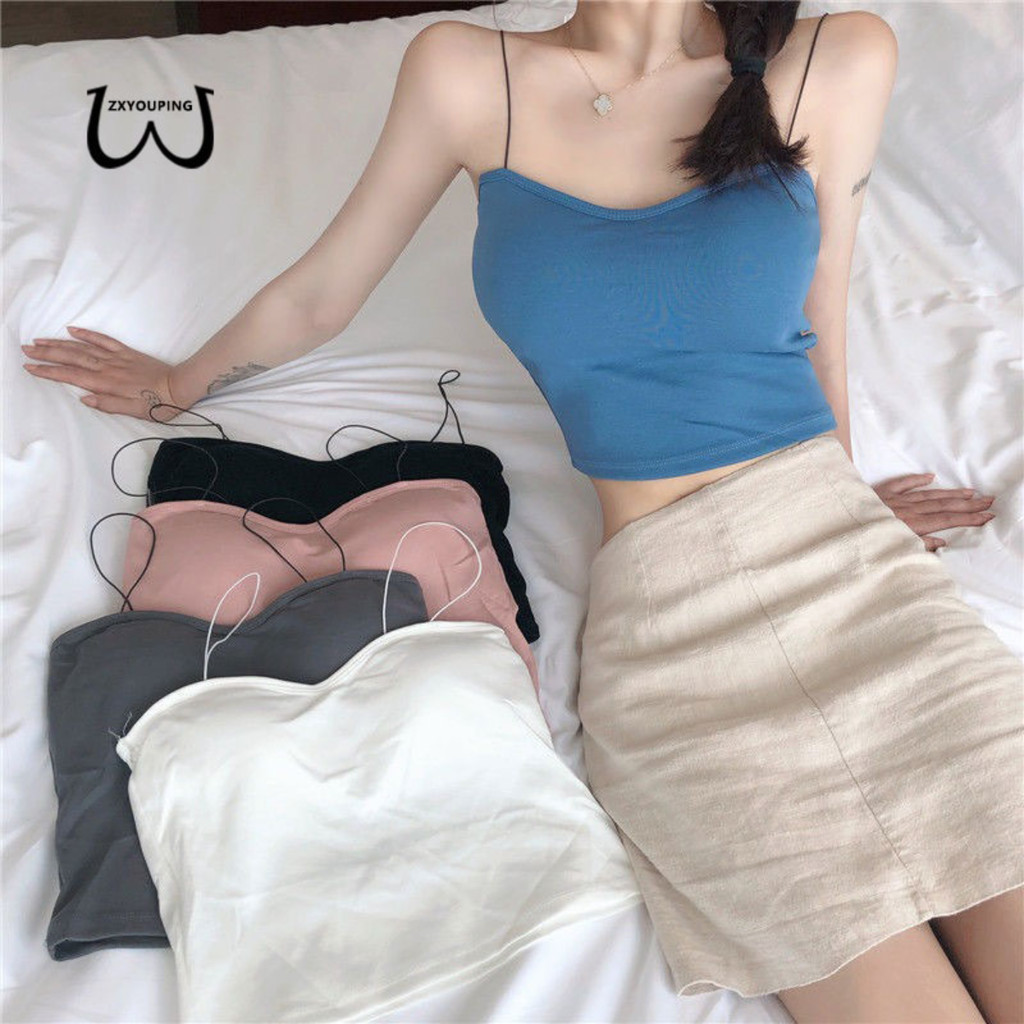 Zxyouping เซ็กซี่ Croptop Seamless Push Up Bra Top,บางสายBra with Chest Pad Tube Top,ที่สวยงามกลับ T