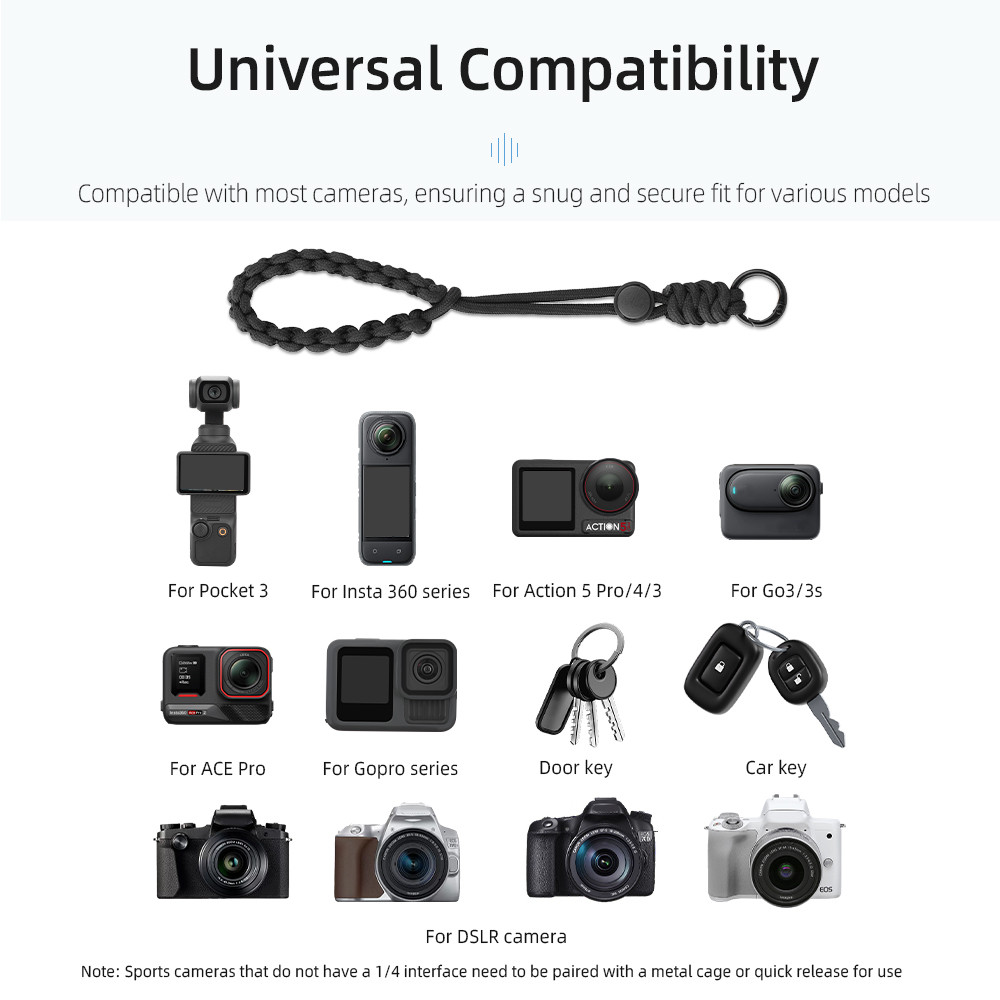 สําหรับ DJI OSMO POCKET 3/Action 5 Pro เชือกมือ Insta360 X5/X4 Anti Loss เชือกสายรัดข้อมือกล้องกีฬาอุปกรณ์เสริม