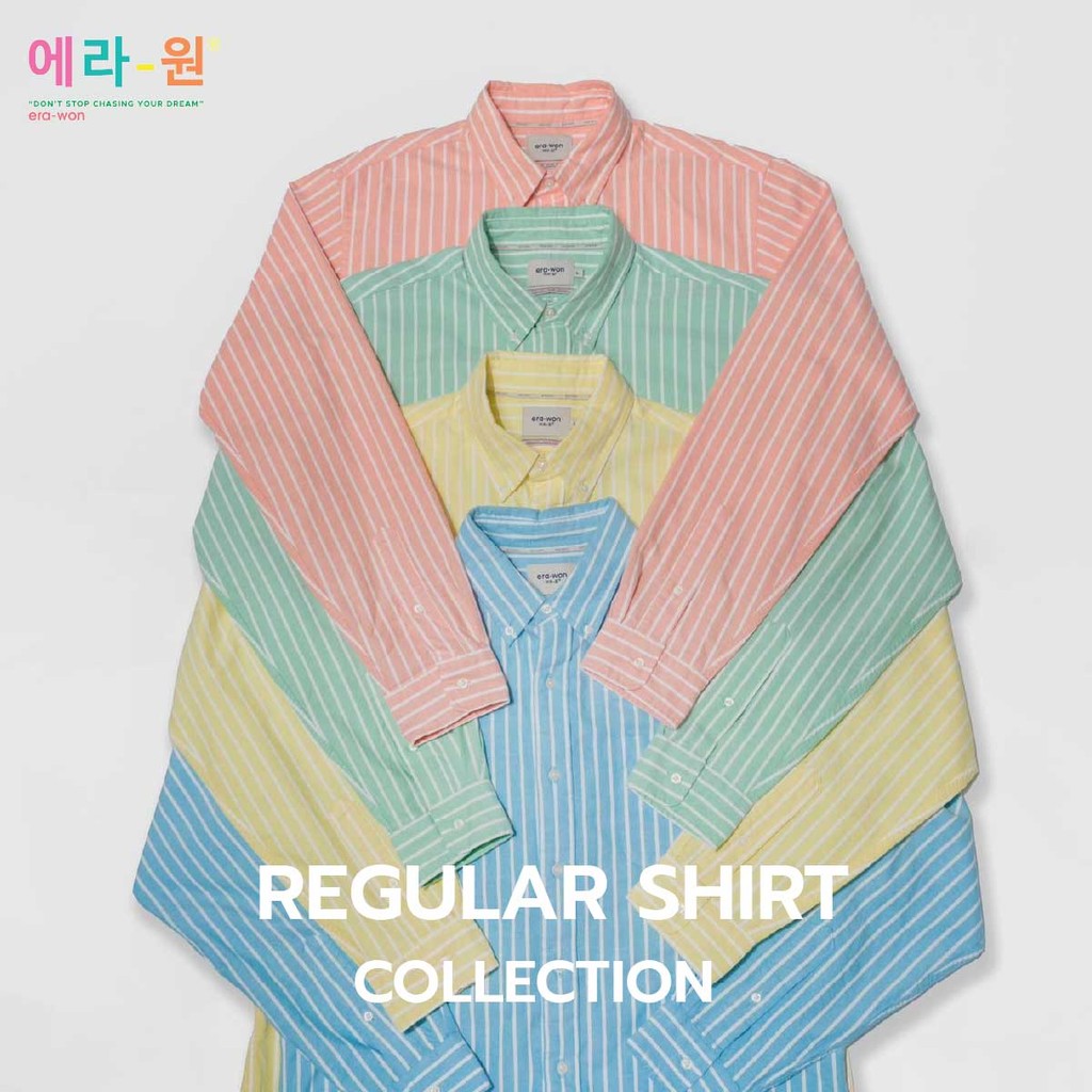 era-won Premium Quality เสื้อเชิ้ต คอปก Dress shirt Regular Shirt แขนยาว สี Rainbow 4 colors