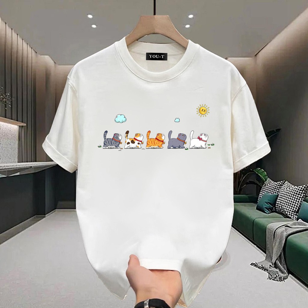 UT shop เสื้อยืดOversizeLOS "cat" t shirt cotton100% พลัสไซส์ alphabettshirt พิมพ์ลาย คอกลม แฟชั่น เ