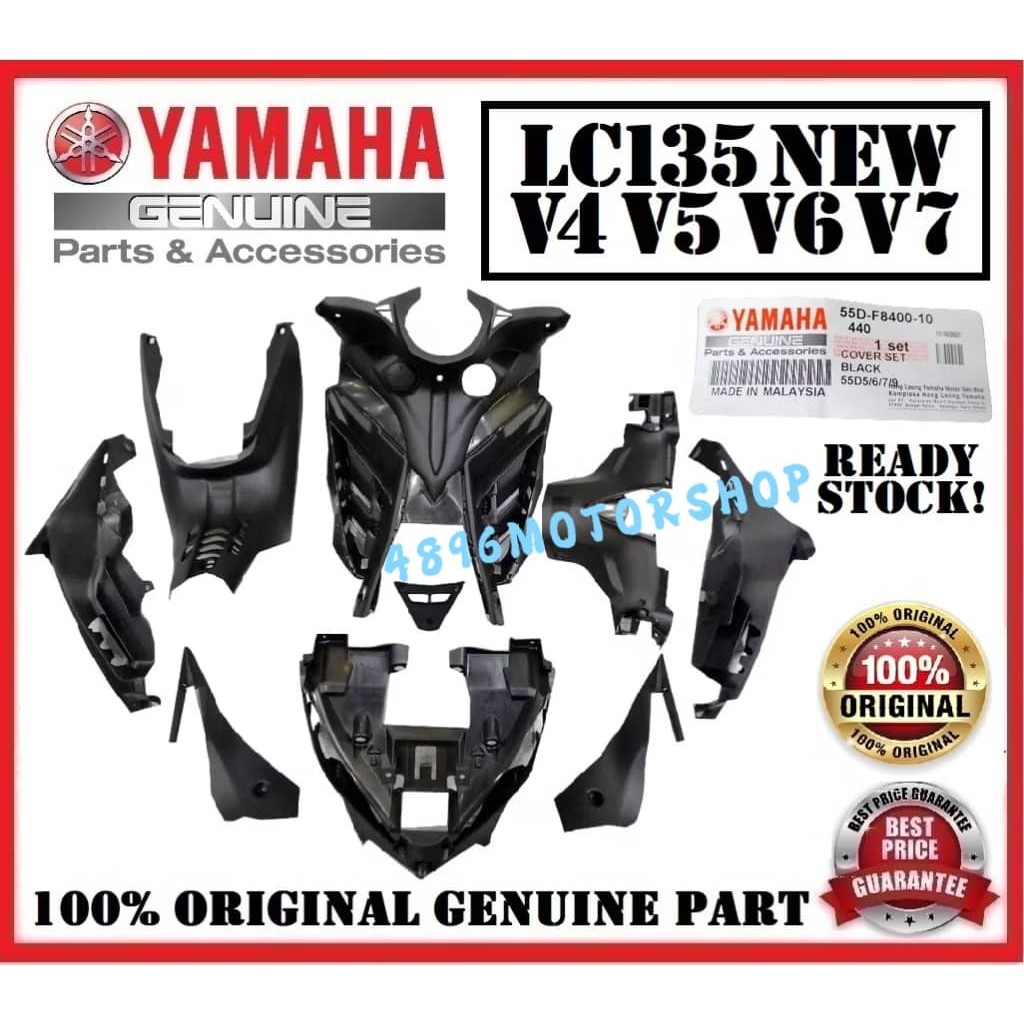 HLY LC135 ใหม่ V4 V5 V6 V7 LC ชุดภายใน 55D-F8400-10 ฝาครอบสีดําชุด BODY HITAM SEBAM
