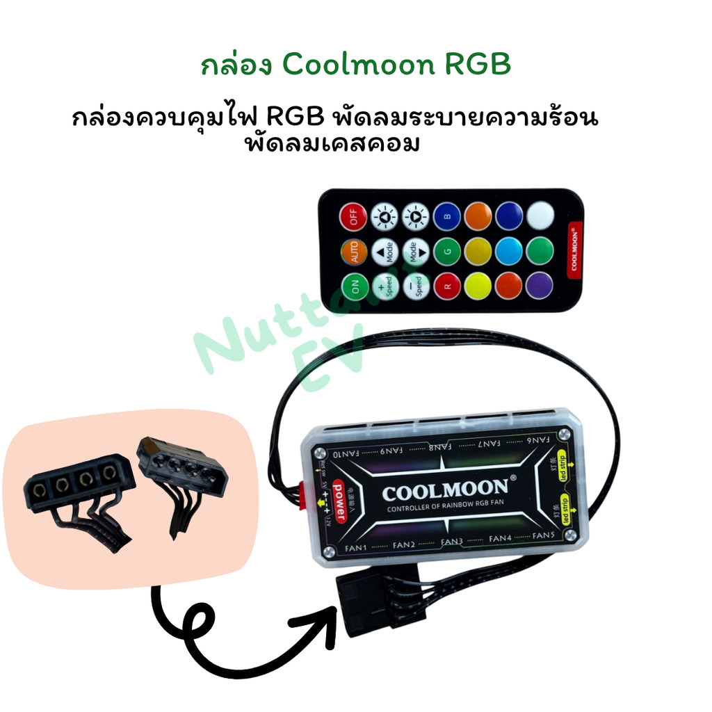 กล่อง Coolmoon RGB Cooling Fan Controller กล่องควบคุมไฟ RGB พัดลมระบายความร้อน พัดลมเคสคอม