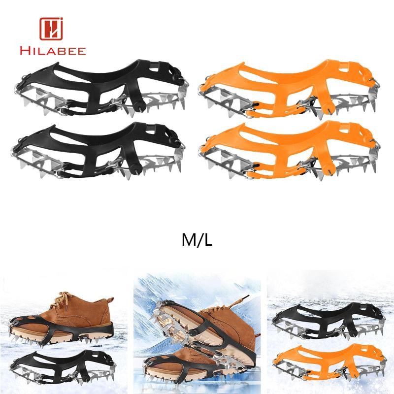 Hilabee รองเท้า Spikes น้ําแข็ง Traction Cleats Crampon สําหรับเดิน Mountaineering ตกปลาน้ําแข็ง