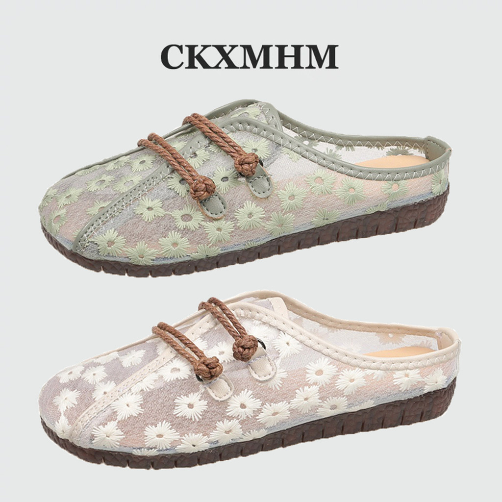 CKXMHM 35-42 ลายดอกไม้สไตล์โบฮีเมียนปักลําลองล่อขนาดใหญ่ 41 42