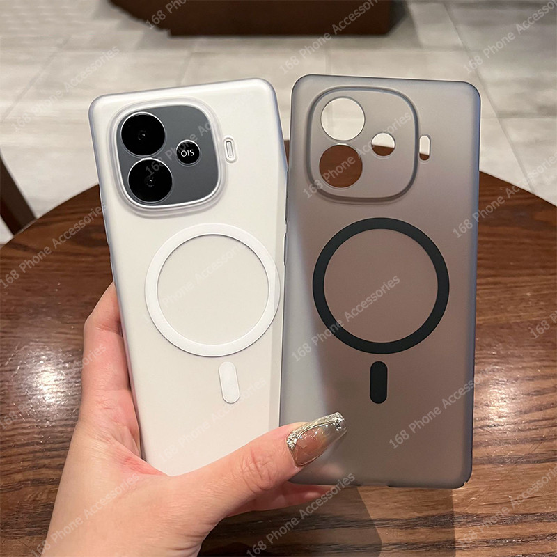 เคส iQOO Z9 5G เคส iQOO Z9 Turbo กันกระแทกพร้อมกล้องป้องกันแม่เหล็กสําหรับไร้สายชาร์จผิวอะคริลิคเคลื