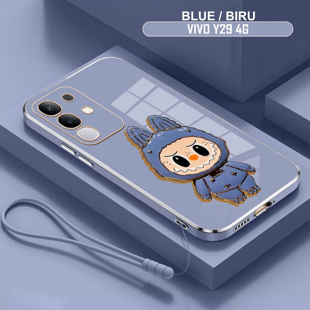 Soft Case Vivo Y29 4G Casing Labubu Mirror Holder Glass Free Mobile Phone Lanyard Strap